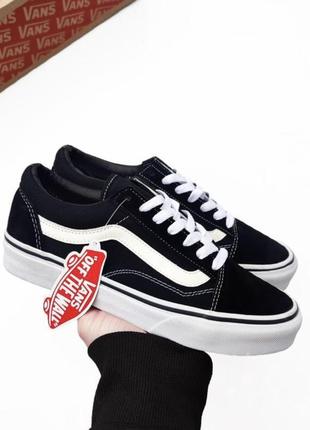 Чоловічі класичні кеди vans old school чорні з білим