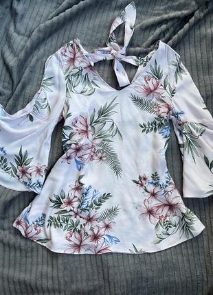 Блуза f&f с принтом на завязках