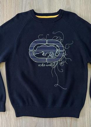 Мужской винтажный теплый хлопковый свитшот свитер с нашивкой ecko unltd