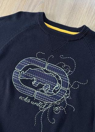 Мужской винтажный теплый хлопковый свитшот свитер с нашивкой ecko unltd