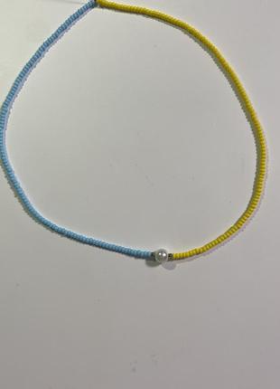 Чокер патриотический желто-голубой из бисера