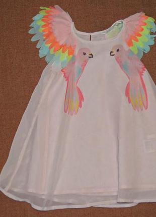 Красивое платье сапафан с попугаями h&m на 2-4 года