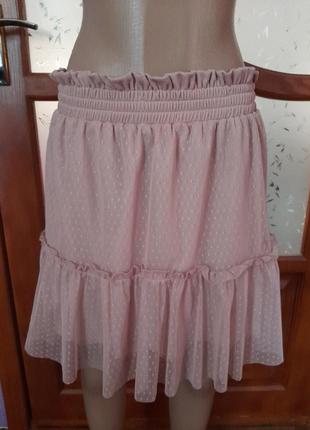 Юбка крутая фирменная сетка рюши в цяточку горошек