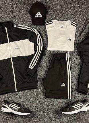 Чоловічий спортивний костюм adidas: кофта + штани + футболка + шорти + кепка + шкарпетки1 фото