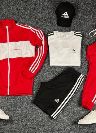 Мужской спортивный костюм adidas: кофта + штаны + футболка + шорты + кепка + носки4 фото