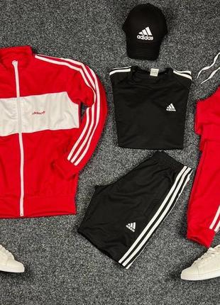Чоловічий спортивний костюм adidas: кофта + штани + футболка + шорти + кепка + шкарпетки3 фото