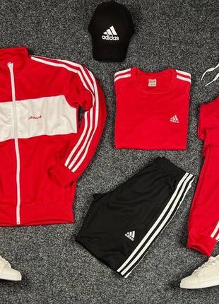 Мужской спортивный костюм adidas: кофта + штаны + футболка + шорты + кепка + носки5 фото