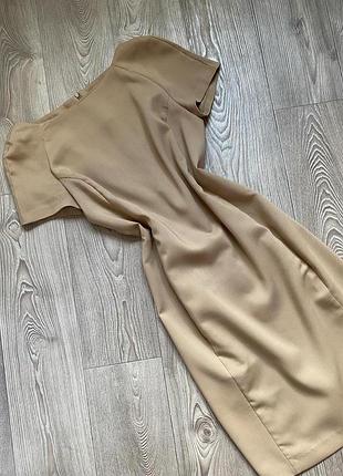 Базовое нюдовое миди-платье, офисное платье