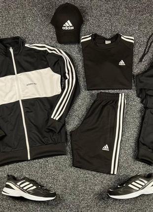 Чоловічий спортивний костюм adidas: кофта + штани + футболка + шорти + кепка + шкарпетки4 фото