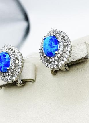 Сережки срібні з синім опалом 4,85 г