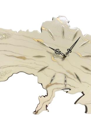 Часы настенные из эпоксидной смолы "карта украины" 40x27 см