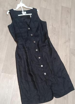 Распродажа летнего ассортимента ❤️ чёрное льняное платье сарафан alba moda италия халат6 фото