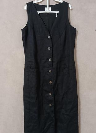 Распродажа летнего ассортимента ❤️ чёрное льняное платье сарафан alba moda италия халат4 фото