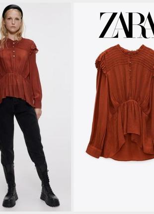 Zara легка блуза в теракотовому кольорі