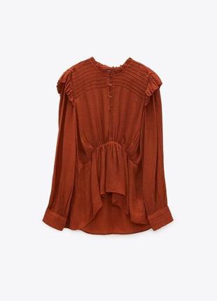 Zara лёгкая блуза в теракотовым цвете7 фото