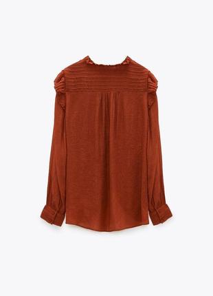 Zara лёгкая блуза в теракотовым цвете8 фото