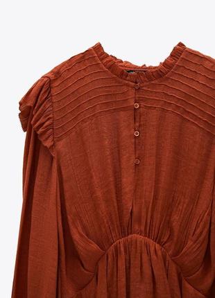 Zara лёгкая блуза в теракотовым цвете6 фото