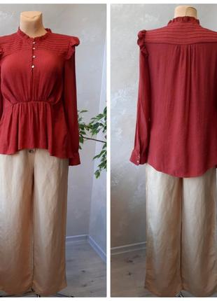 Zara лёгкая блуза в теракотовым цвете9 фото