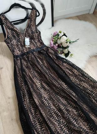 Длинное вечернее ажурное платье от boohoo, размер m