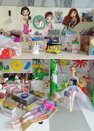 Дом для куклы барби и других с мебелью и аксессуарами, домик, кукольный1 фото