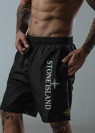 Мужские пляжные шорты премиум качества черные, плащевка
