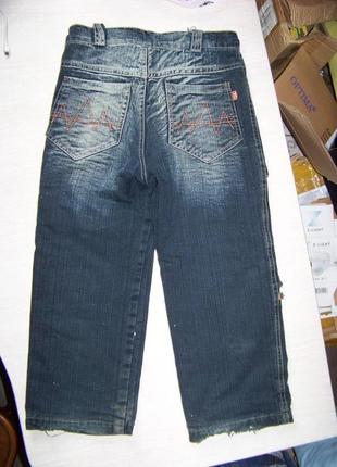 Утепленные флисом синие плотные джинсы прямого кроя 10 р.2 фото