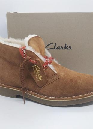 Зимние кожаные ботинки clarks натуральный мех оригинал