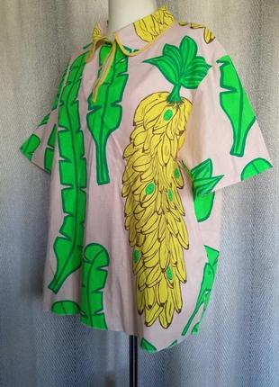 Женская пляжная туника, рубашка гавайка, хлопковая летняя накидка, блуза блузка konfetti50-54. батал10 фото