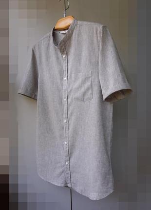 Рубашка из льна и хлопка - h&m (bangladesh)2 фото