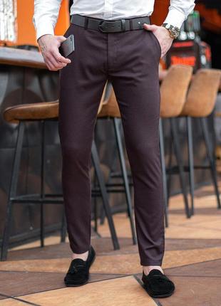 Мужские демисезонные брюки "100%". бордовый