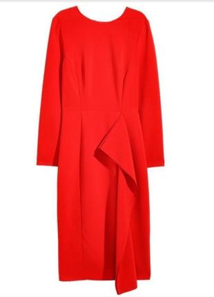 Шикарное красное миди платье футляр h&m.1 фото