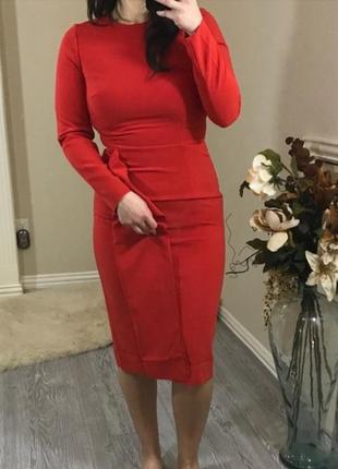Шикарное красное миди платье футляр h&m.2 фото