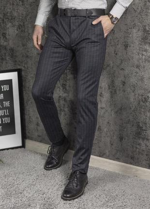 Мужские демисезонные брюки "100%". серо бордовые2 фото