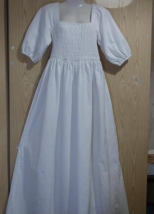 Новое хлопковое платье-сарафан, максы, разм. 36. квадратный вырез, эффектно завязывается сзади.1 фото