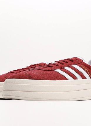 Кроссовки женские adidas gazelle platform burgundy1 фото