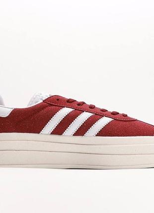 Кроссовки женские adidas gazelle platform burgundy3 фото