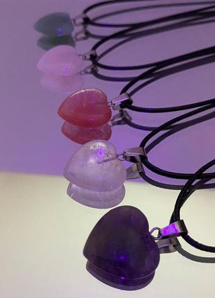 Прикраси підвіски з натурального каміння рожевий кварц, білий, кавуновий, авантюрин і аметист