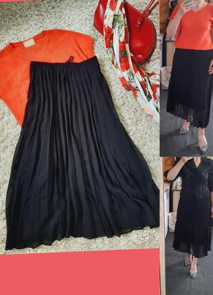 Базовая черная длинная шифоновая юбка плиссеровка  ,na kd, p. s-m