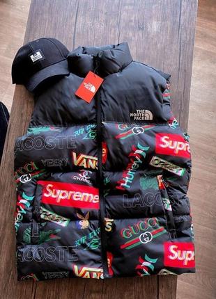 Жилетка в стиле the north face колаба vans, supreme, lacoste, yeezy, chanel, gucci и др.2 фото