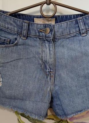 Красивые джинсовые шорты со рванкой next некст для девочки 10 лет рост 1402 фото