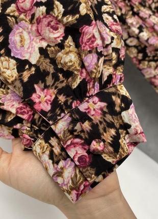 Натуральное воздушное платье в розы, платье цветочный принт h&m7 фото