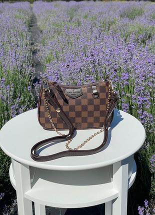 Сумка louis vuitton easy pouch on strap monogram brown