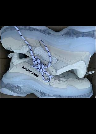 Кроссовки в стиле balenciaga triple s clear sole white баленсиага трепл