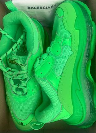 Кроссовки в стиле balenciaga triple s clear sole light green баленсиага трипл2 фото