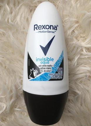 Rexona invisible aqua 48h невидимий прозорий кристал від жовтих плям слідів кульковий роликовий антиперспірант дезодорант жіночий для жінок