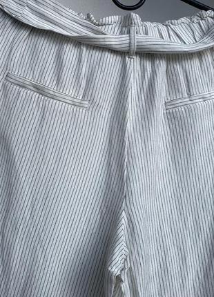 Полосатые льняные брюки манго mango штаны лен из льна лляные льон9 фото