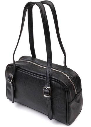 Цікава сумка-клатч зі знімними ручками з натуральної шкіри 22078 vintage чорна