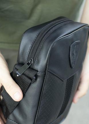Чоловіча спортивна сумка барсетка через плече pm formula чорна з еко шкіри4 фото