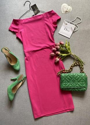 Яскраве, рожеве, плаття футляр, сукня, малинове, mohito, міді, xl4 фото