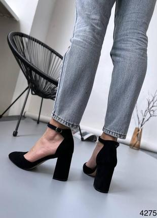 Туфли женские с ремешком, экозамша3 фото
